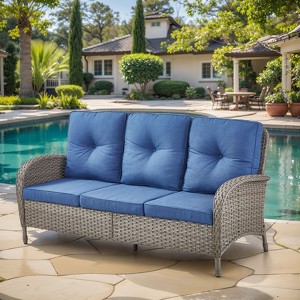 Gymojoy Outdoor 3-Seat Sofa PE Wicker Sofa Patio Sofa Couch - 1 of 4