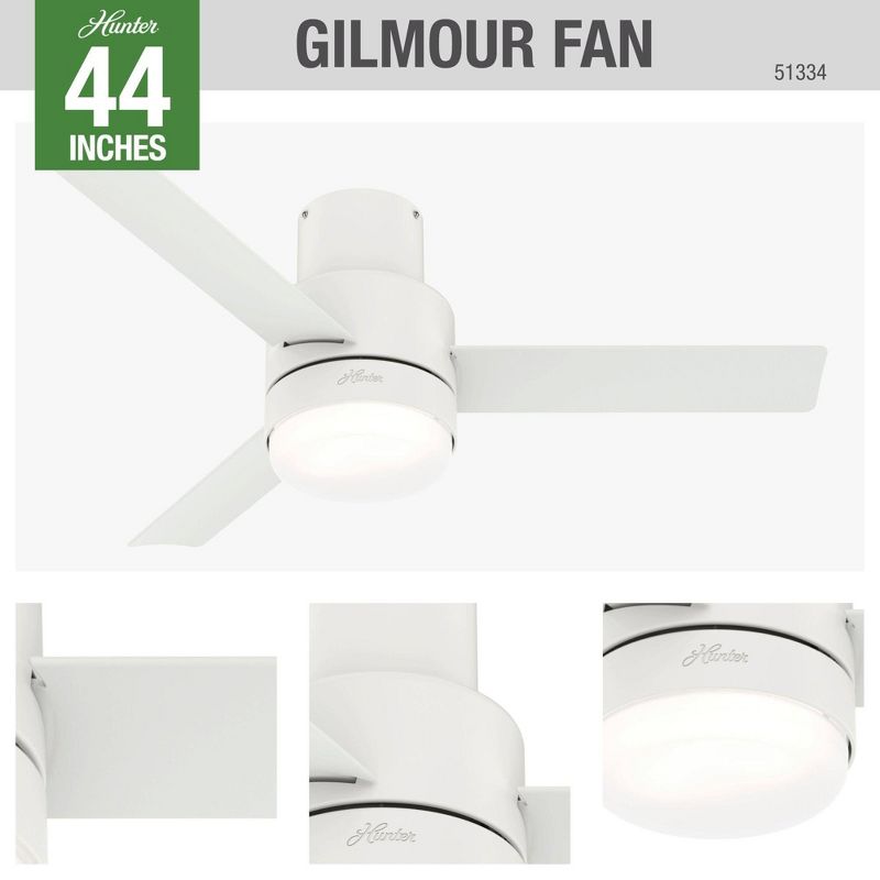 44" Gilmour Low Profile Ceiling Fan with Remote (Includes LED Light Bulb) - Hunter Fan, 4 of 15