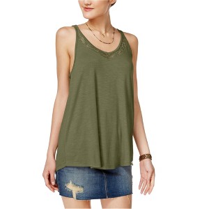 Hippie Rose Womens Lace Trim Knit Blouse, Green, Small - 1 of 1