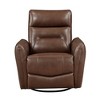 Genuine Leather Swivel Recliner Chair with Pull-Handle Reclining and Removable Seat Back - 2 of 4