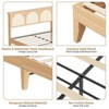 Wood Boho Style Wooden Bed with LED Lights & Storage Shelves and Rattan Headboard, Natural Finish - 2 of 4