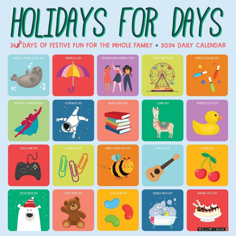 Willow Creek Press 2024 Wall Calendar 12&#34;x12&#34; Holidays for Days, 1 of 4
