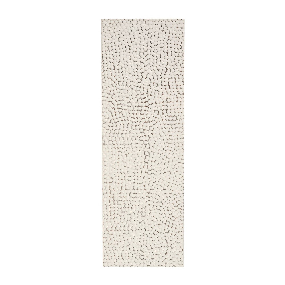 Photos - Wallpaper 48"x16" Wooden Geometric Handmade Abstract Spotted Panel Wall Decor White