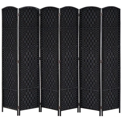 NicBex Room Divider Folding Woven Rattan Privacy Screen with Wood Legs Partition for Home & Office