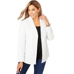 Jessica London Women's Plus Size Leather Blazer - 1 of 4