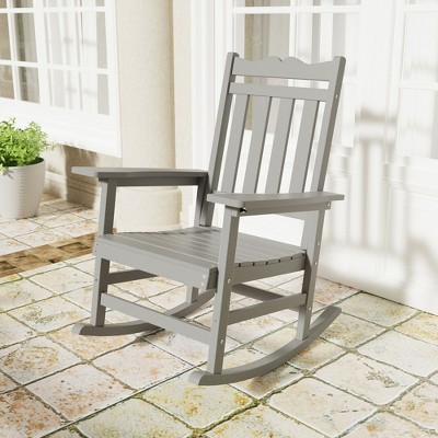 Sonkuki Patio Outdoor Adirondack Rocking Chair with Big Armrests, Weather Resistant, Easy Installation, Lawn and Backyard