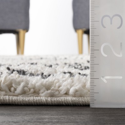 Mackie Moroccan Off-White Shag Area Rug, 6'7" x 9'