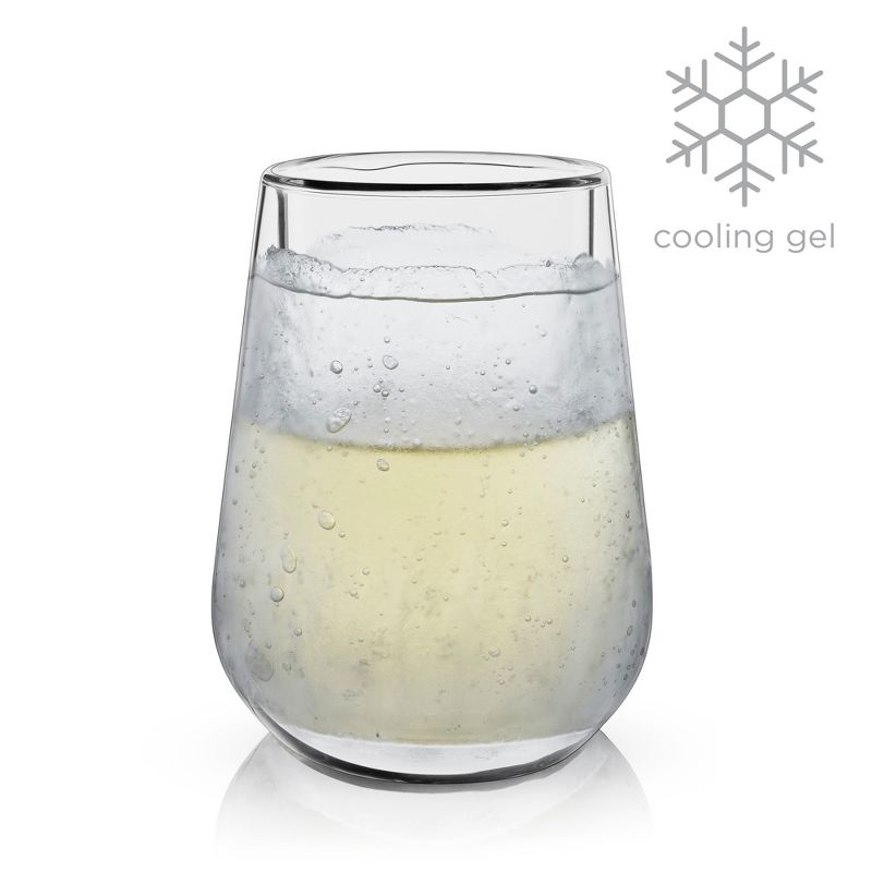 Viski Glacier Wine Glass, Double Walled Chilling Wine Glass, Active Cooling Gel, 8 Ounces, Clear Glass, Chilling Technology, Set of 1, 6 of 8