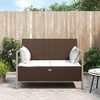 vidaXL 2-Seater Patio Bench with Cushion, Brown Poly Rattan - image 2 of 4