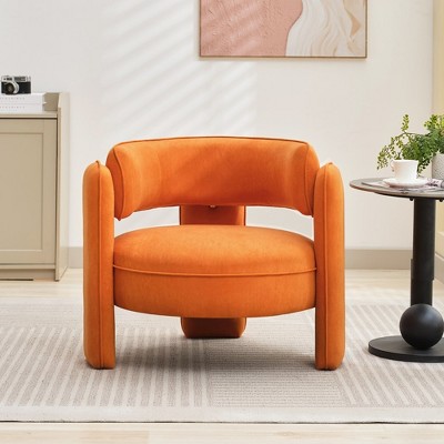 Mid Century Modern Accent Chair with Velvet Fabric,Barrel Armchair for Living Room,Upholstered Accent Sofa with Armrest