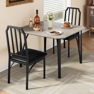 3/5-Piece Modern Dining Set, Space Saving Dinette for Kitchen, Dining Room, Small Space Square Table - 1 of 4