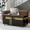 LOVMOR 39.30"Contemporary Coffee Table with Faux Marble Top,Black - 2 of 4
