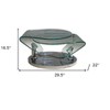 HomeRoots 30" Clear And Silver Glass And Metal Oval Abstract Coffee Table - 3 of 4
