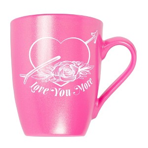 Elanze Designs Romantic Floral Valentines Coffee Cup Mug 10 Ounce Ceramic With Shimmery Metallic Finish Love You More Arrow Heart and Rose Princess - 1 of 4