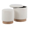 Marla Contemporary Nesting Ottoman Set in Natural Wood and Cream Fabric by LumiSource - 2 of 4