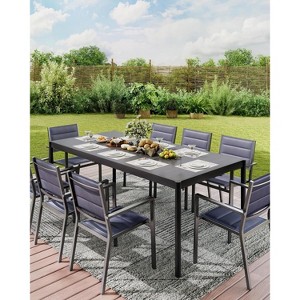 Nasitip 74" Outdoor Aluminum Dining Table for 8, Large Rectangle Patio Table with Non-Slip Top, Black - 1 of 4