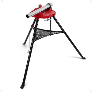 Tripod pipe chain vise stand, 1/8"-6" capacity; durable, foldable steel legs for cutting, bending, and threading，perfect for plumbers - 1 of 4