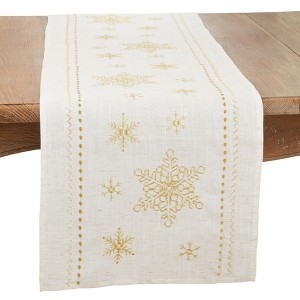 Saro Lifestyle Elegant Snowflake Embroidered Table Runner - 1 of 3