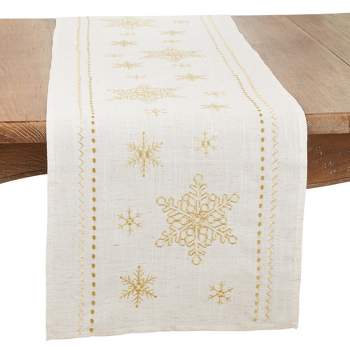 Saro Lifestyle Elegant Snowflake Embroidered Table Runner