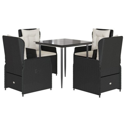 vidaXL Garden Dining Set Black and Cream White