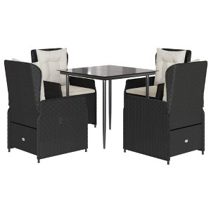 vidaXL Garden Dining Set Black and Cream White - 1 of 4