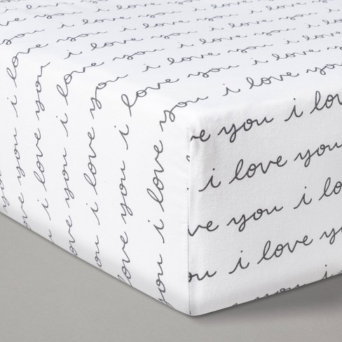 Fitted Crib Sheet I Love You Cloud Island White Black Target