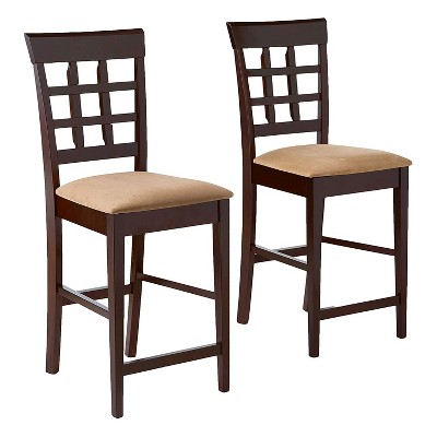 Photo 1 of ***USED** Gabriel Upholstered Counter Height Stools Cappuccino and Beige (Set of 2)