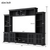 Media Console Table For 70" TV,Entertainment Media Wall Unit With Bridge,Media Dresser With Tempered Glass Door For Living Room-Cuddlewood - 4 of 4