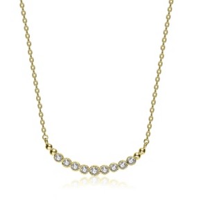 Guili Gold-Plated Sterling Silver Necklace with Bezel-Set CZ in White, Gold, or Rose Gold—Sophisticated, Luxurious, and Perfect for Special Events. - 1 of 3