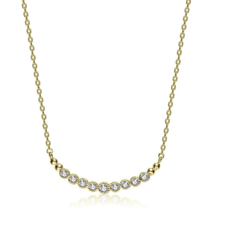 Guili Gold-Plated Sterling Silver Necklace with Bezel-Set Cubic Zirconia, a sophisticated and luxurious piece for special events.
