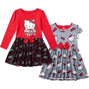 Hello Kitty Sanrio Girls 2 Pack Long Sleeve and Short Sleeve Dresses for Toddlers and Big Kids - Size - 10 - 1 of 4