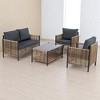 4-Piece Outdoor PE Rattan Sofa Set with Removable Cushion Covers and Coffee Table, Patio Conversation Furniture set - 2 of 4