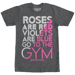 Women's CHIN UP Valentine Roses Are Gym Poem Boyfriend Tee - 1 of 4