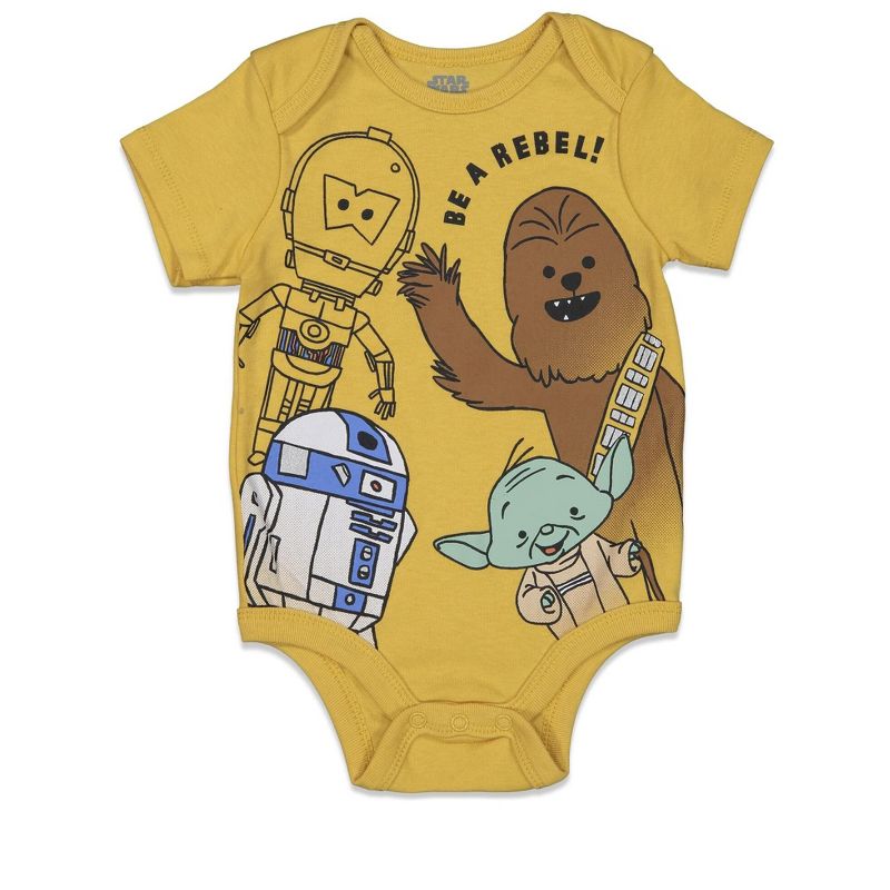 Star Wars C-3PO Chewbacca R2-D2 Baby 3 Pack Bodysuits Newborn to Infant, 5 of 10