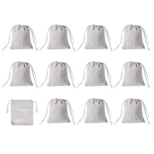 Unique Bargains Bank Coin Deposit Change Transit Bags Canvas Money Bag with Drawstring Beige 12 Pcs - 1 of 4