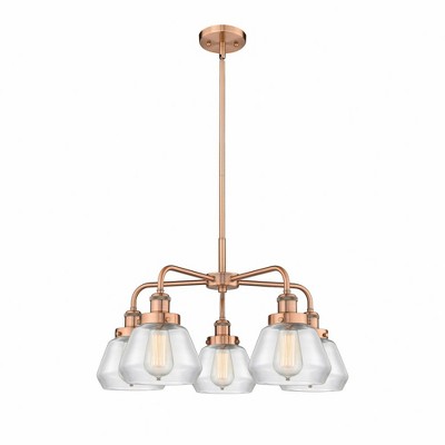 Fulton - 5 Light Stem Hung Chandelier In Art Deco Style-13.5 Inches Tall and 24.5 Inches Wide