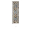 Ivory Tan and Blue Wool Oriental Hand Knotted Area Rug With Fringe - 3 of 3