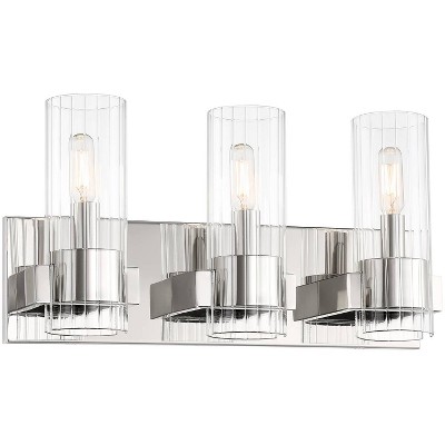 Minka Lavery Modern Wall Light Chrome Hardwired 18" 3-Light Fixture Clear Glass Shade for Bathroom Vanity Living Room Hallway