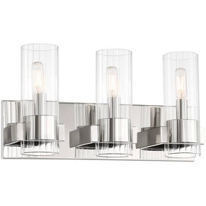 Minka Lavery Modern Wall Light Chrome Hardwired 18" 3-Light Fixture Clear Glass Shade for Bathroom Vanity Living Room Hallway - 1 of 3