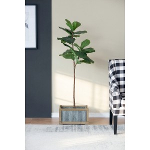 YUHAO Set of 2 Rectangular Planters for Indoor Outdoor Home Garden Decor - L:20"x14"x11.5", S:17"x12"x10" - 1 of 4