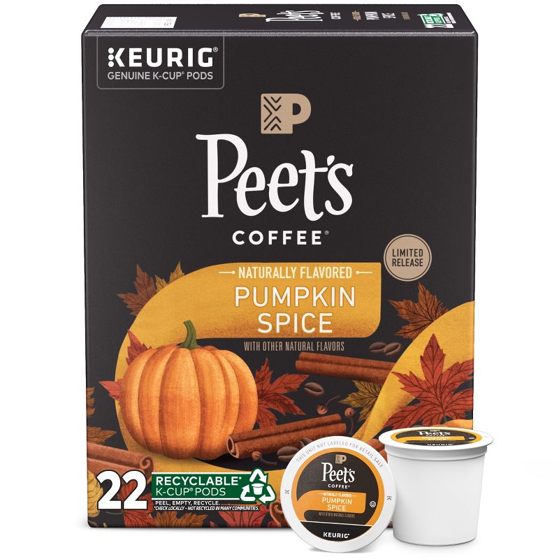 Peet&#39;s Coffee Pumpkin Spice Flavored Light Roast Coffee Keurig K-Cup Pods - 22ct/7.3oz, 1 of 8