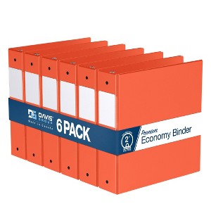 Davis Group 6pk 2" Premium Economy Round Ring Binders Orange: Hard Cover, 400 Sheet Capacity, 2 Pockets, Polypropylene - 1 of 4
