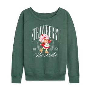 Women's - Strawberry Shortcake - Collegiate Lightweight French Terry Wide Neck Long Sleeve Shirt - 1 of 4