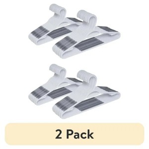 Racxily (2 pack) Non-Slip Clothing Hangers, 30 Pack, White, Durable Plastic, TPE Strips - 1 of 4