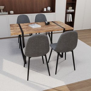 NicBex 55" Dining Table Set for 4 Modern Dark Wood Dining Table Metal Base with 4 Chairs for Dining Room, Gray - 1 of 4