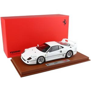 Ferrari F40 White with Silver Rims with DISPLAY CASE Limited Edition to 102 pieces 1/18 Diecast Model Car by BBR and Kyosho - 1 of 4
