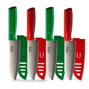 Gibson Everyday Grantville 4 Piece 6 Inch Santoku Knife with Sheath in Red and Green - 1 of 1