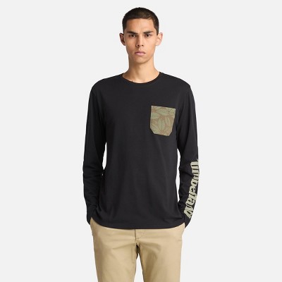 Timberland Men's Floral Chest Pocket Long-Sleeve T-Shirt