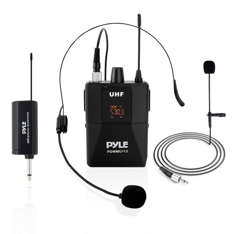 Pyle UHF Wireless Microphone System Kit - Black, 1 of 9