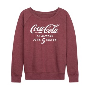 Women's - Coca-Cola - As Always Five Cents Lightweight French Terry Wide Neck Long Sleeve Shirt - 1 of 4